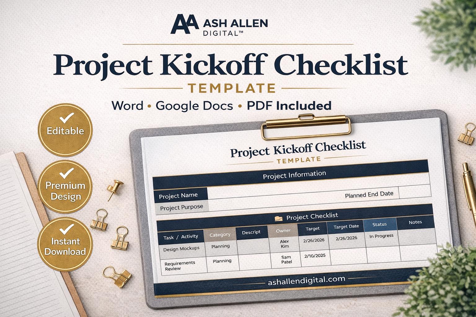 Project Kickoff Checklist Template