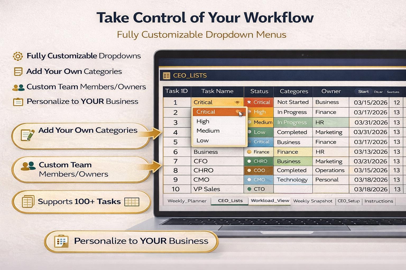 CEO Dashboard Excel Template
