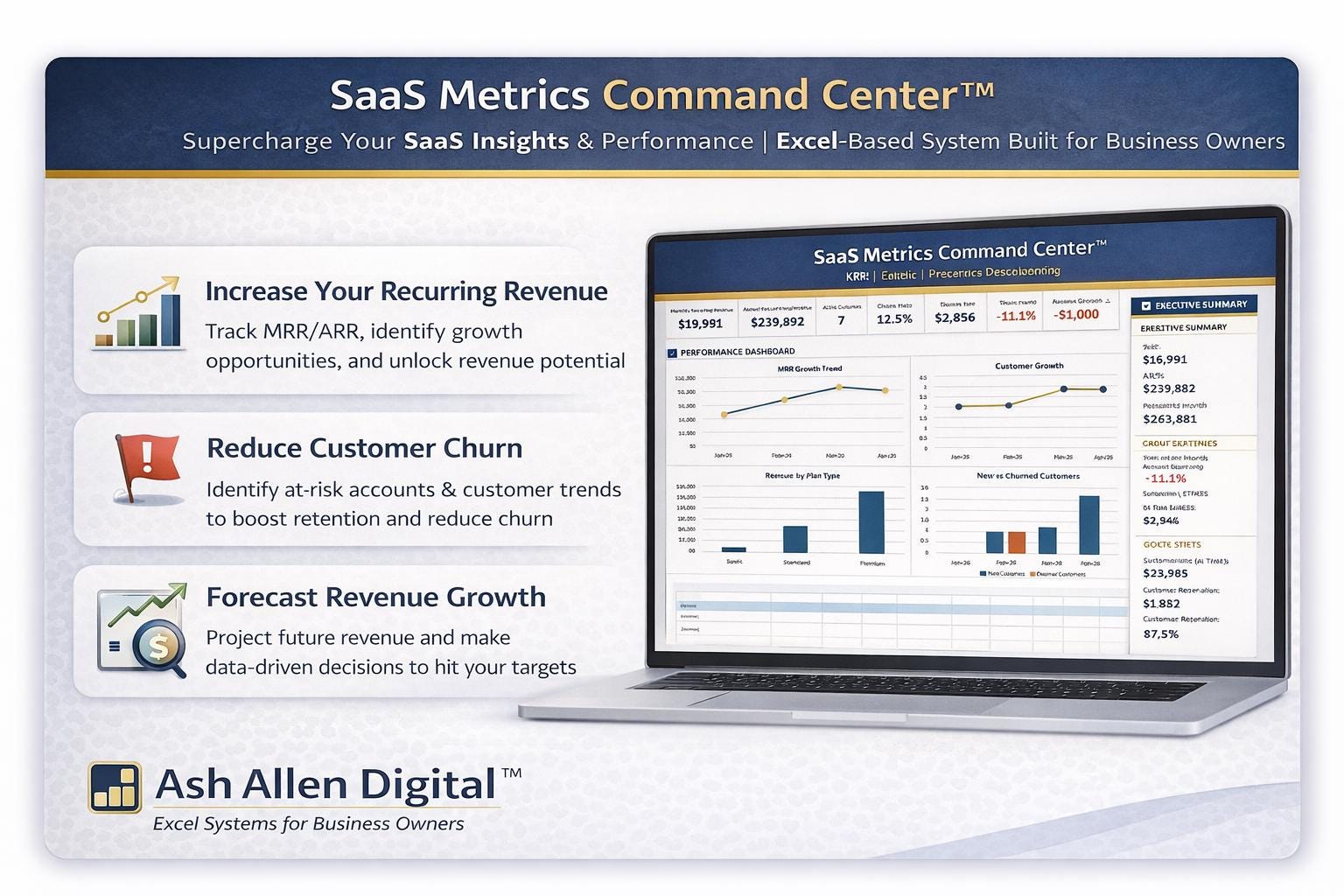 SaaS Dashboard Excel Template