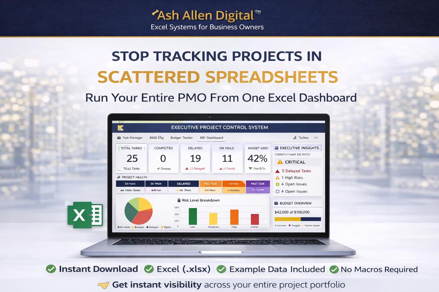 Multi-Project Tracker Excel Dashboard
