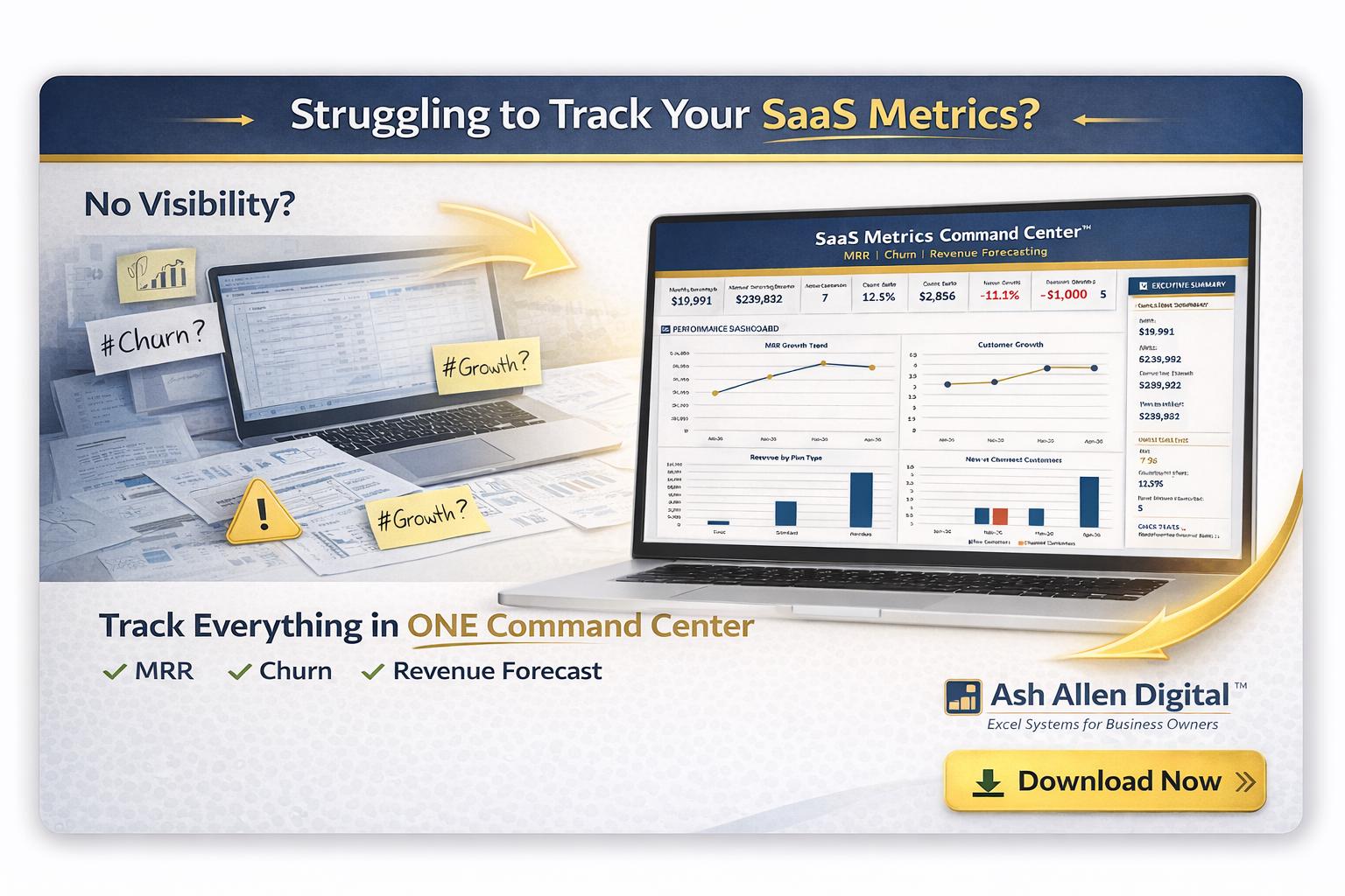 SaaS Dashboard Excel Template