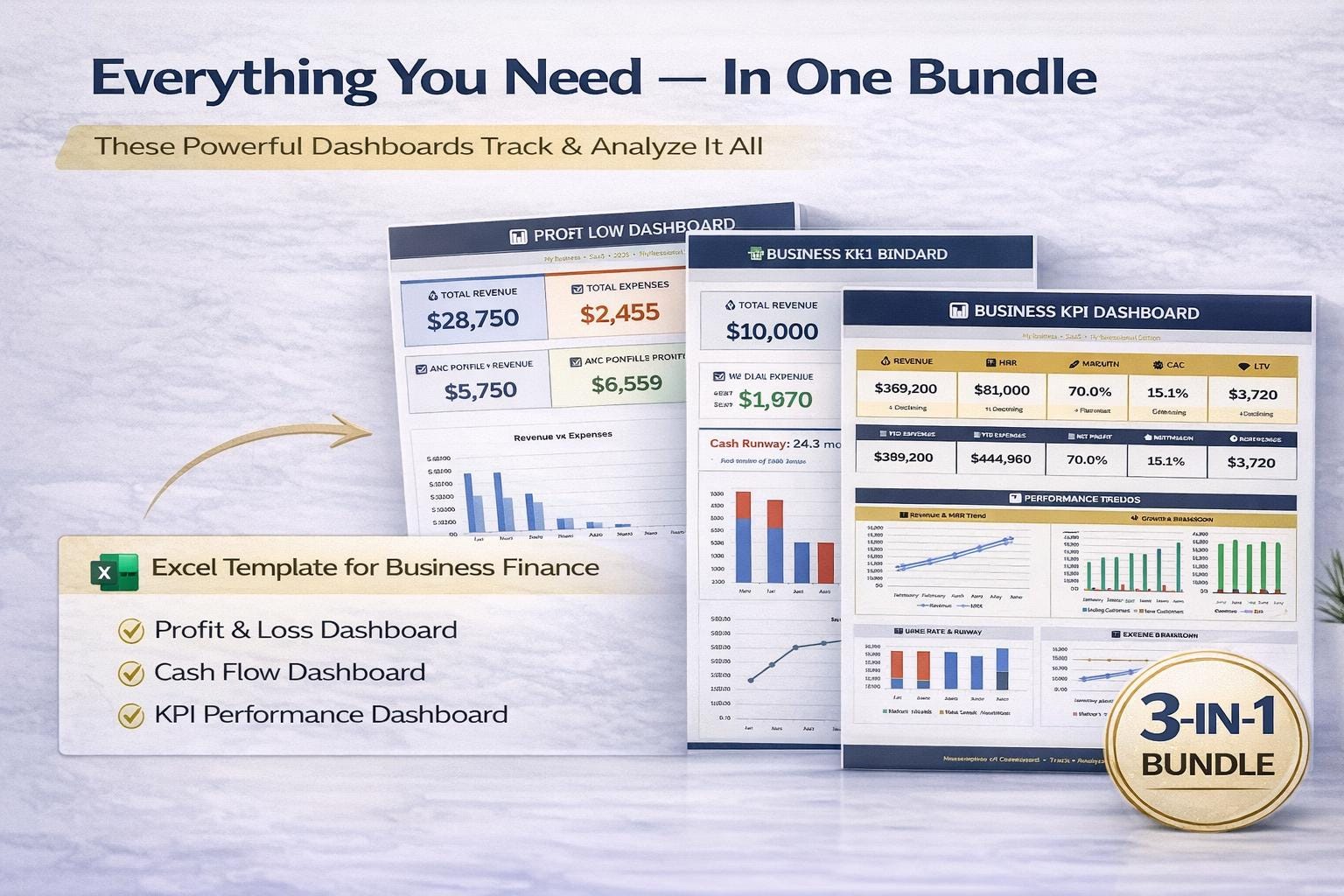 Cash Flow Forecast Excel Command Center Bundle