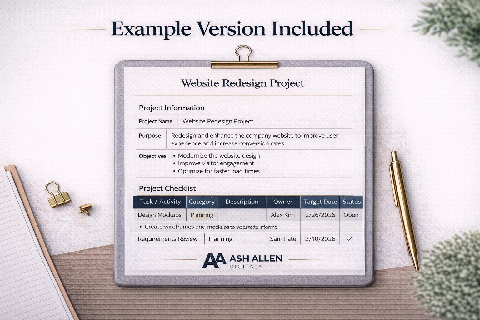 Project Checklist Template