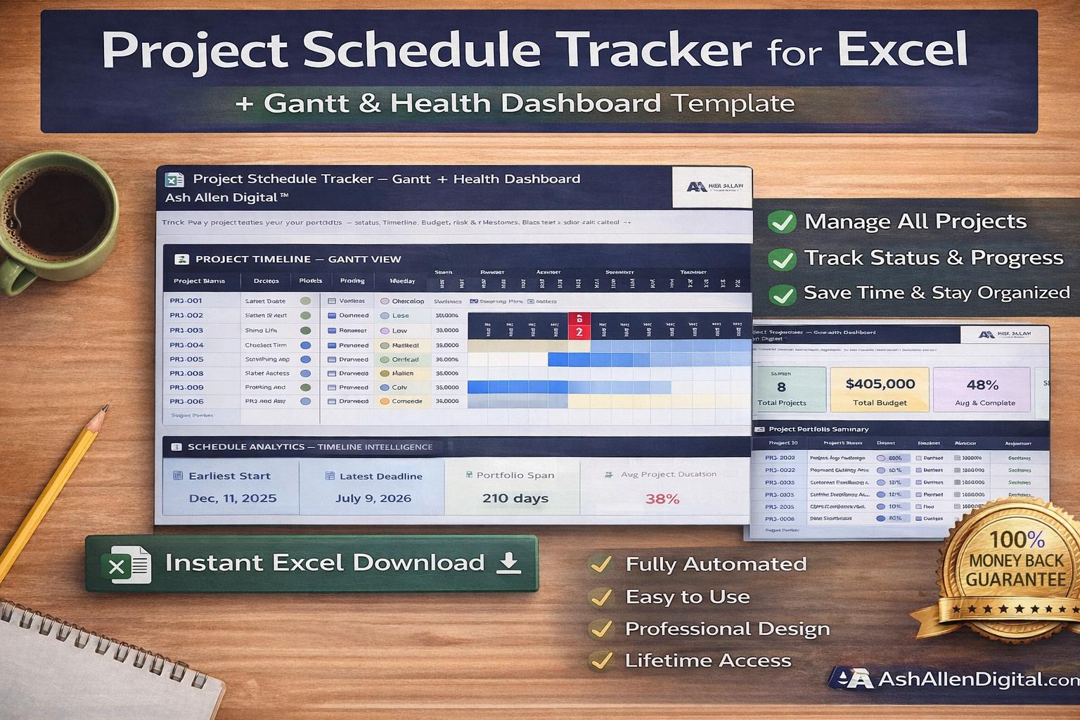 Project Schedule Tracker Excel Template