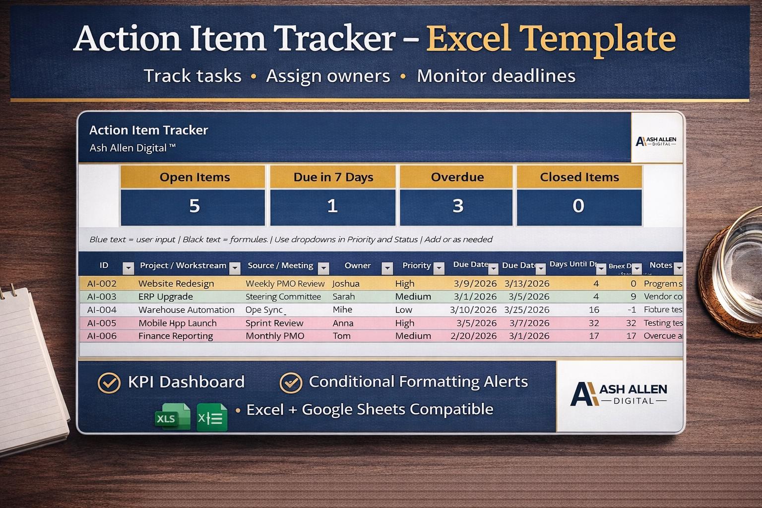 Action Item Tracker Excel Template