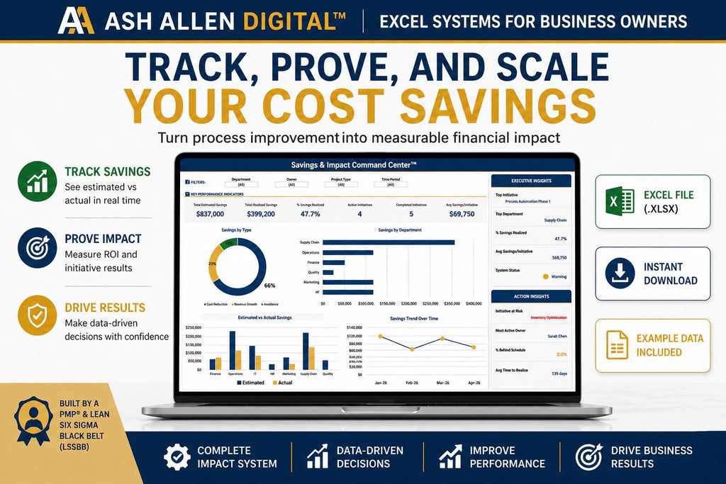 Lean Six Sigma Savings Excel