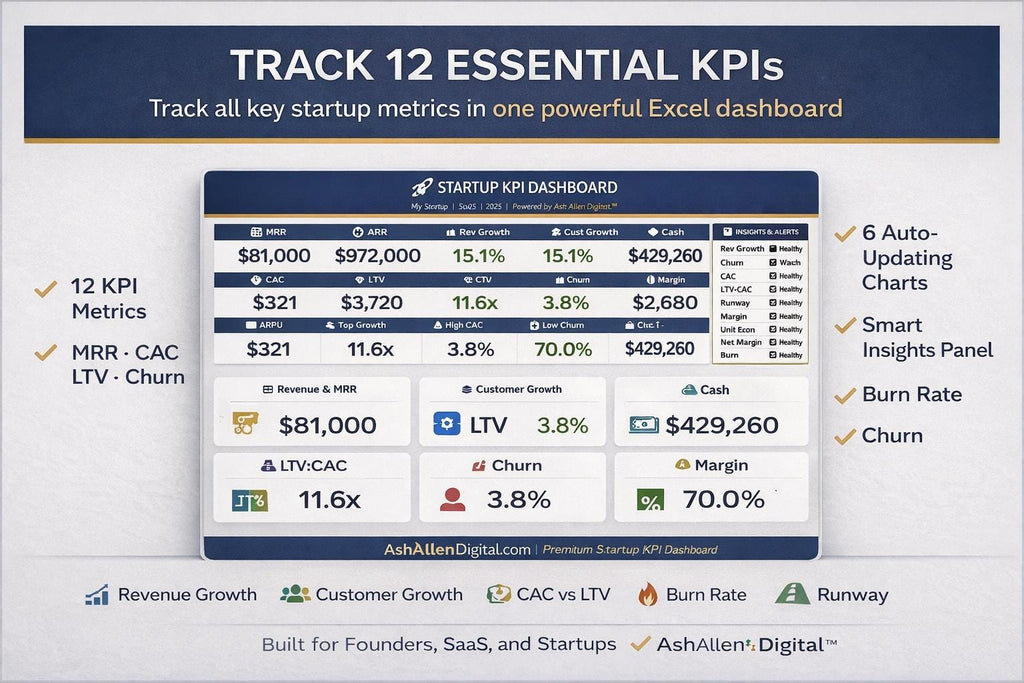 Startup Kpi Dashboard Excel Template