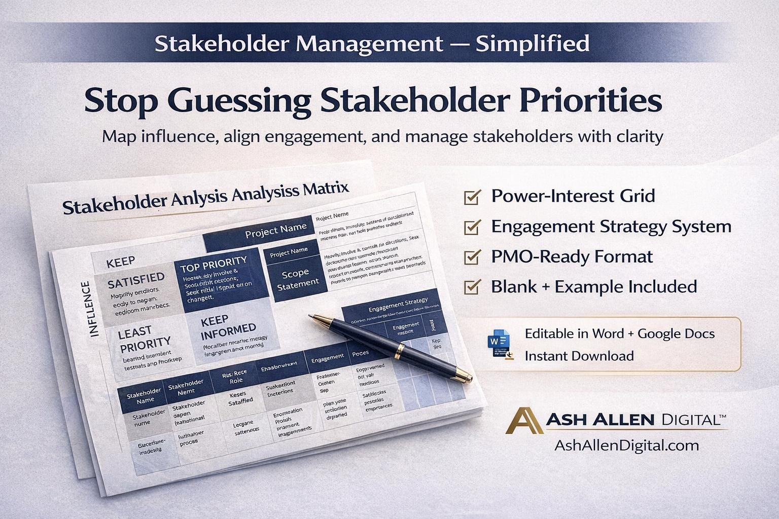 Stakeholder Analysis Matrix Template