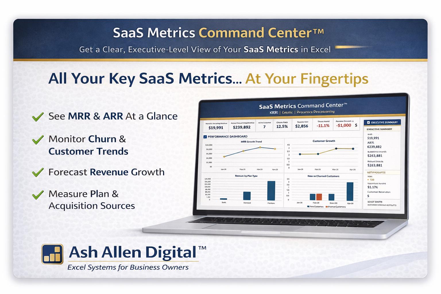 SaaS Dashboard Excel Template