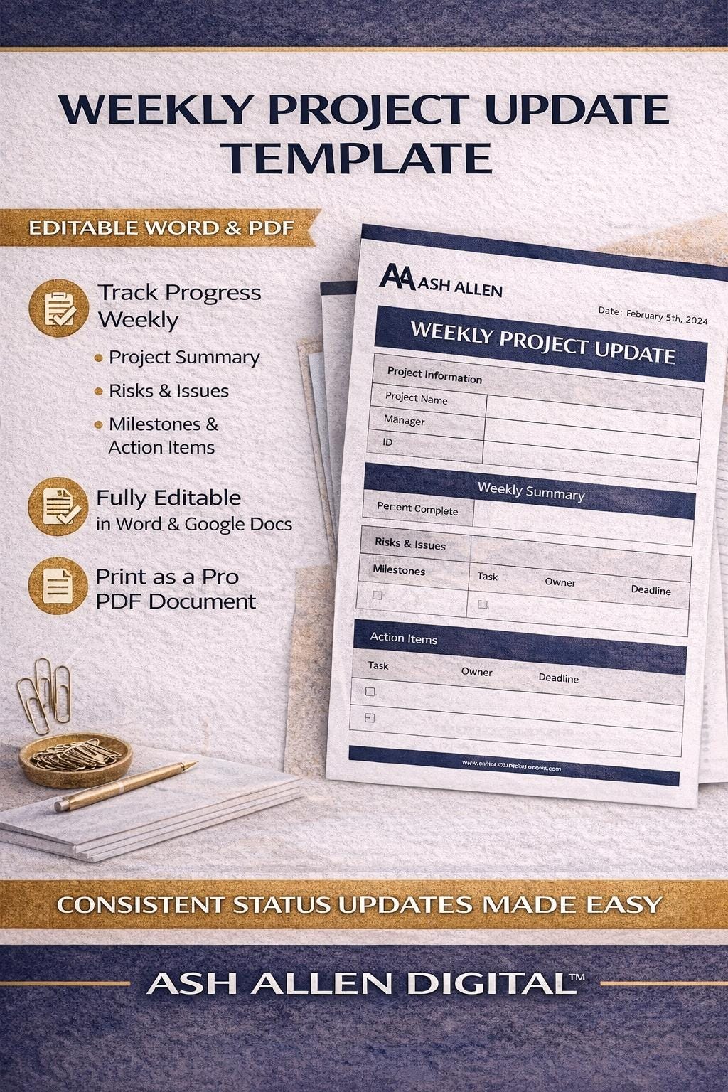 Weekly Project Status Report Template