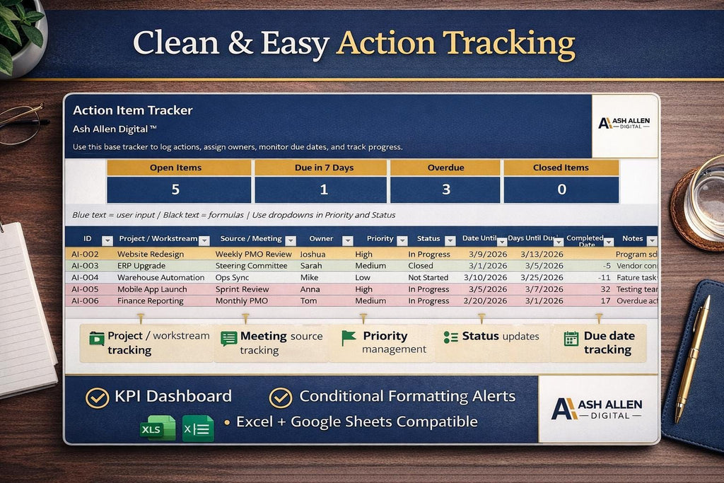 Action Item Tracker Excel Template