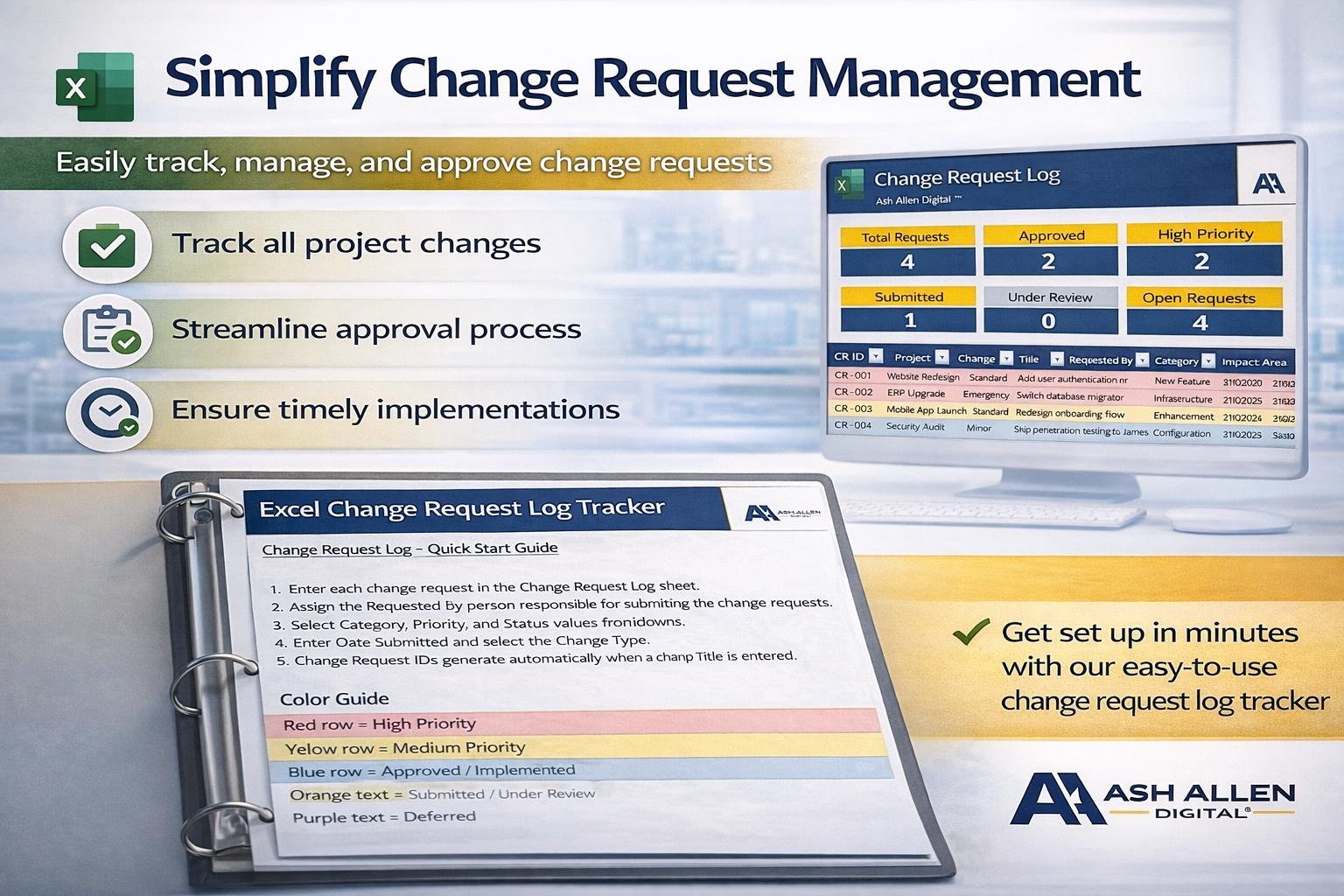 Excel Change Request Log Tracker
