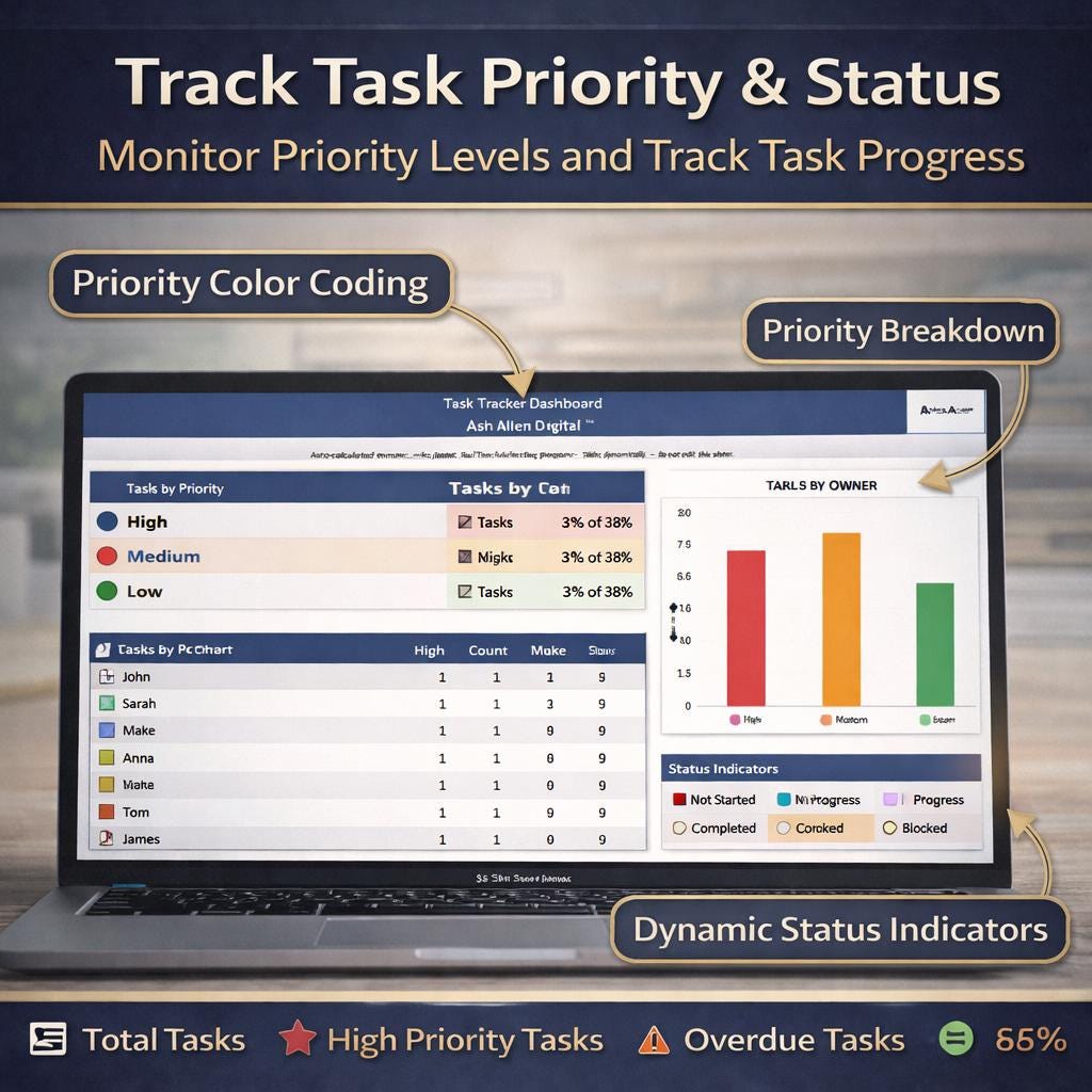 Task Tracker Dashboard Excel Template