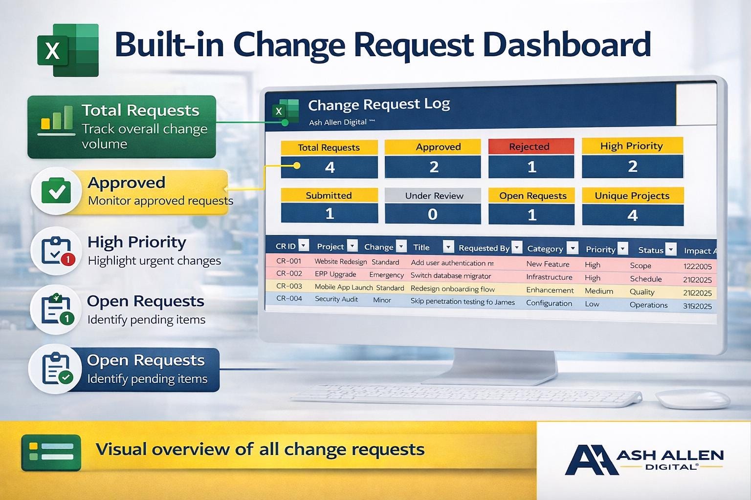 Excel Change Request Log Tracker