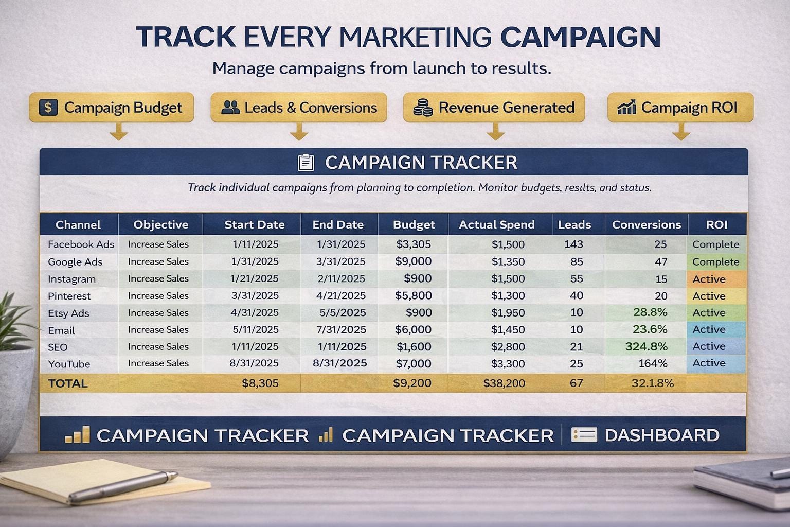 Marketing Dashboard Excel Template