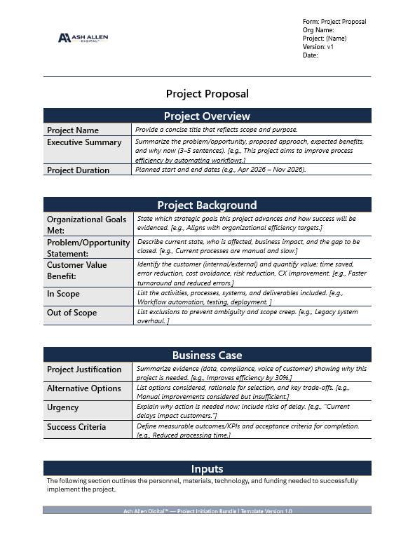 Editable Project Proposal Template