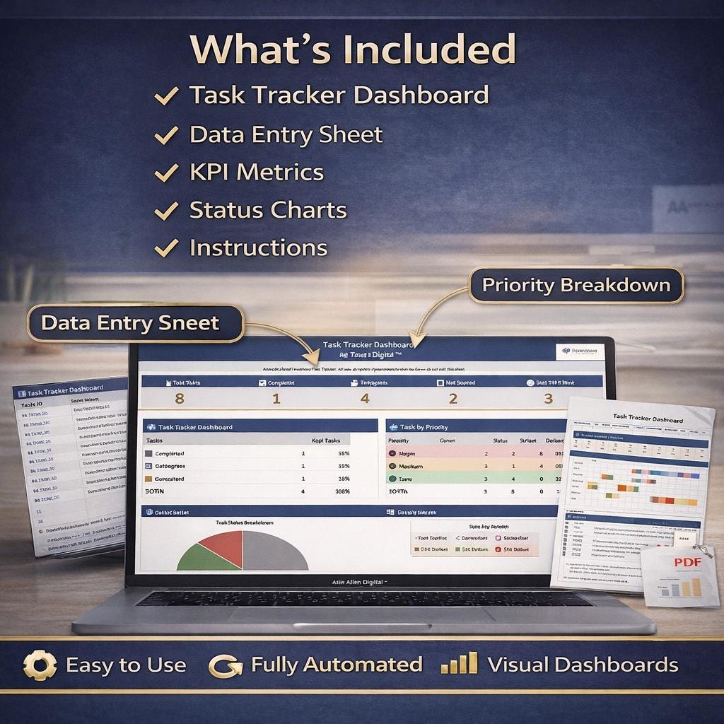 Task Tracker Dashboard Excel Template