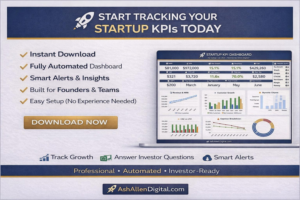 Startup Kpi Dashboard Excel Template