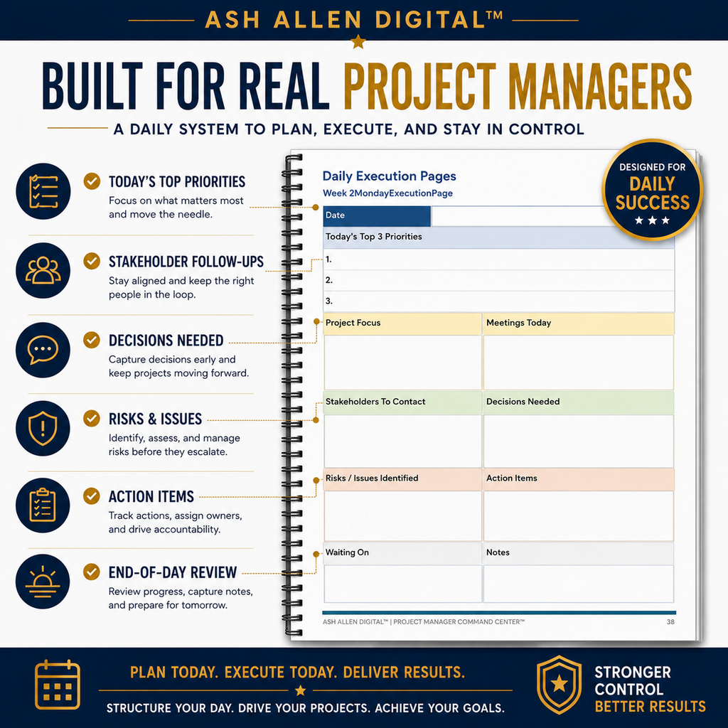 Project Manager Command Center™ | 90-Day Project Execution Workbook