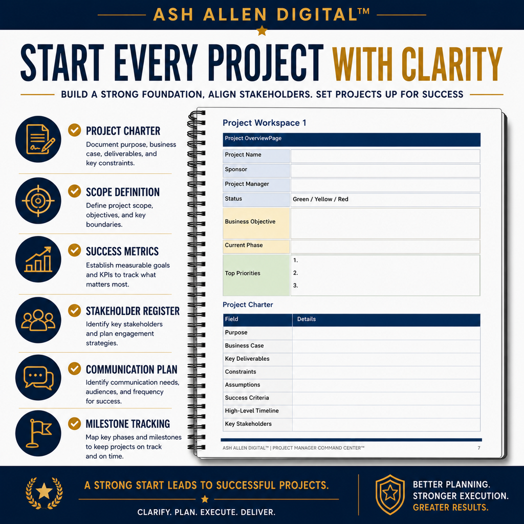Project Manager Command Center™ | 90-Day Project Execution Workbook