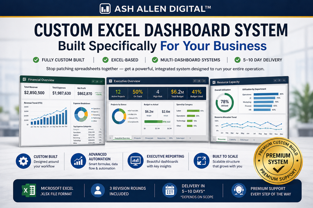 Premium Custom Excel Dashboard System