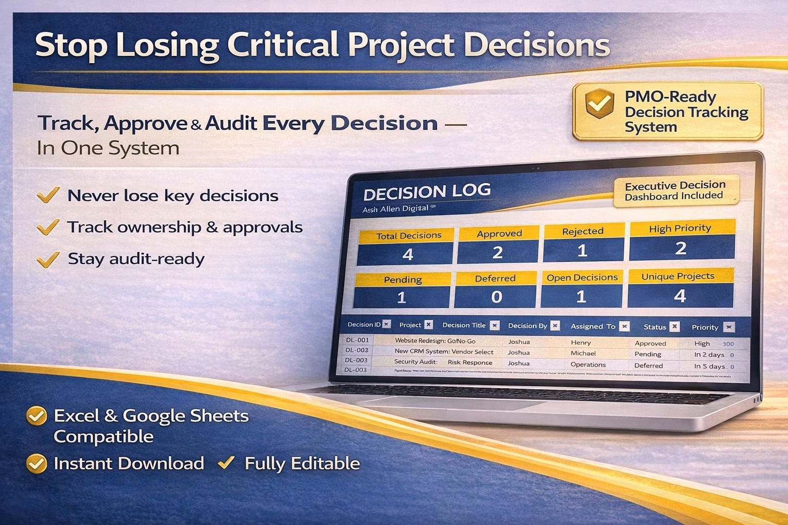 Decision Log Excel Template
