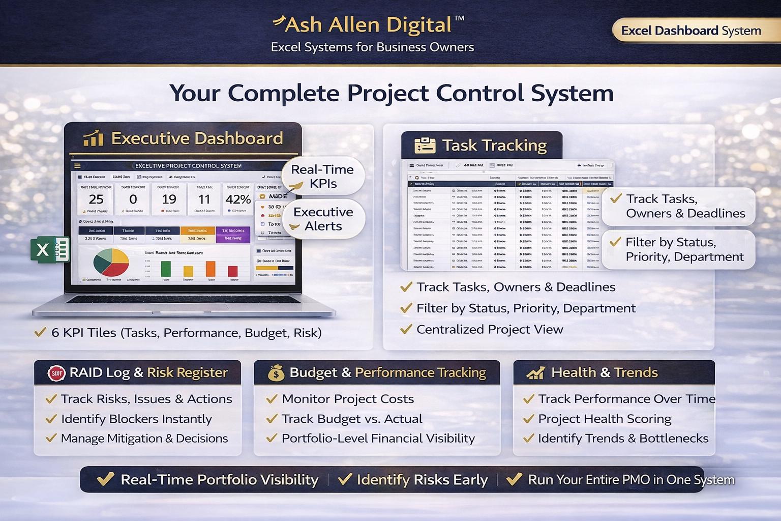 Multi-Project Tracker Excel Dashboard