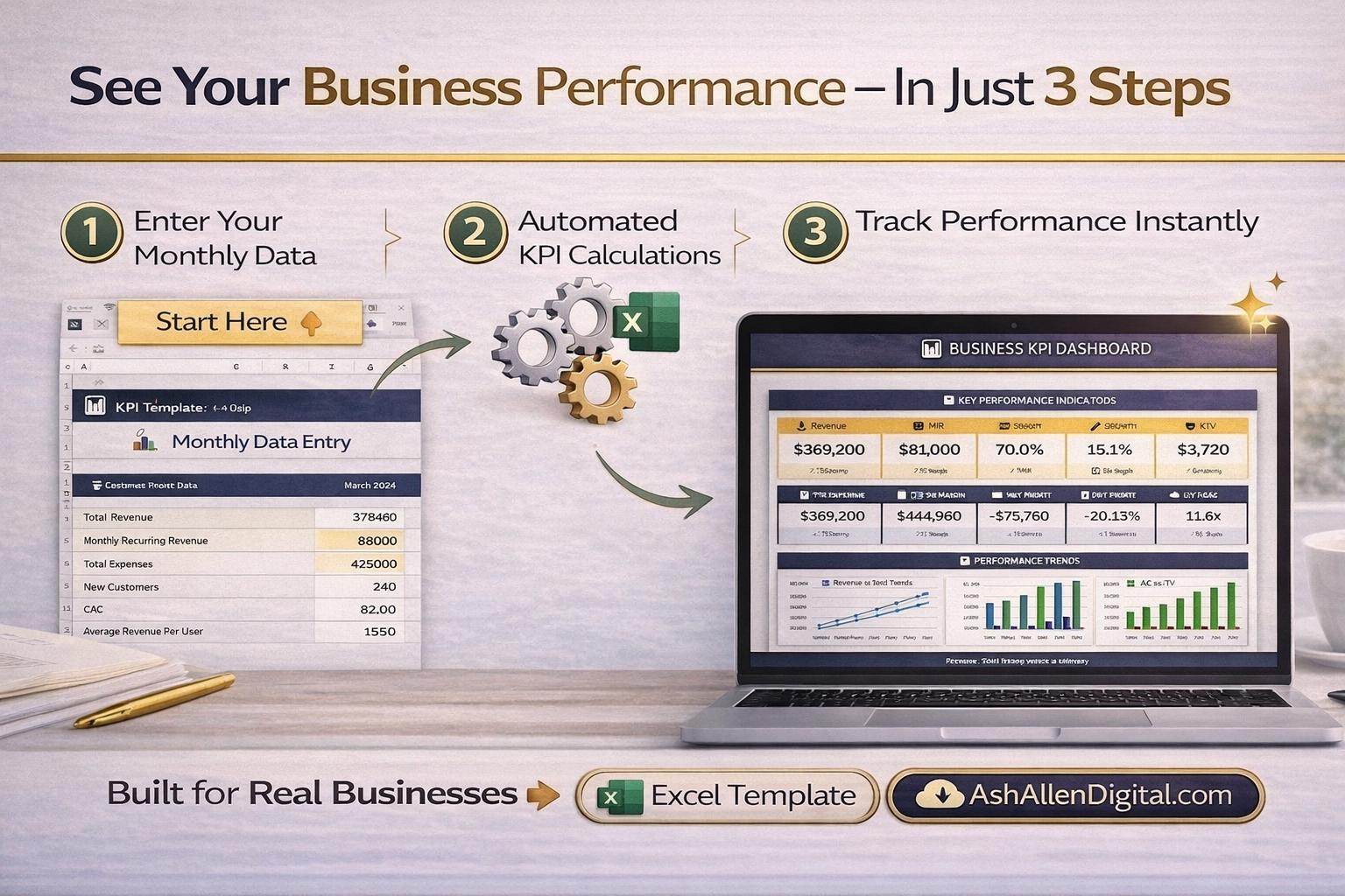 Business KPI Dashboard Excel