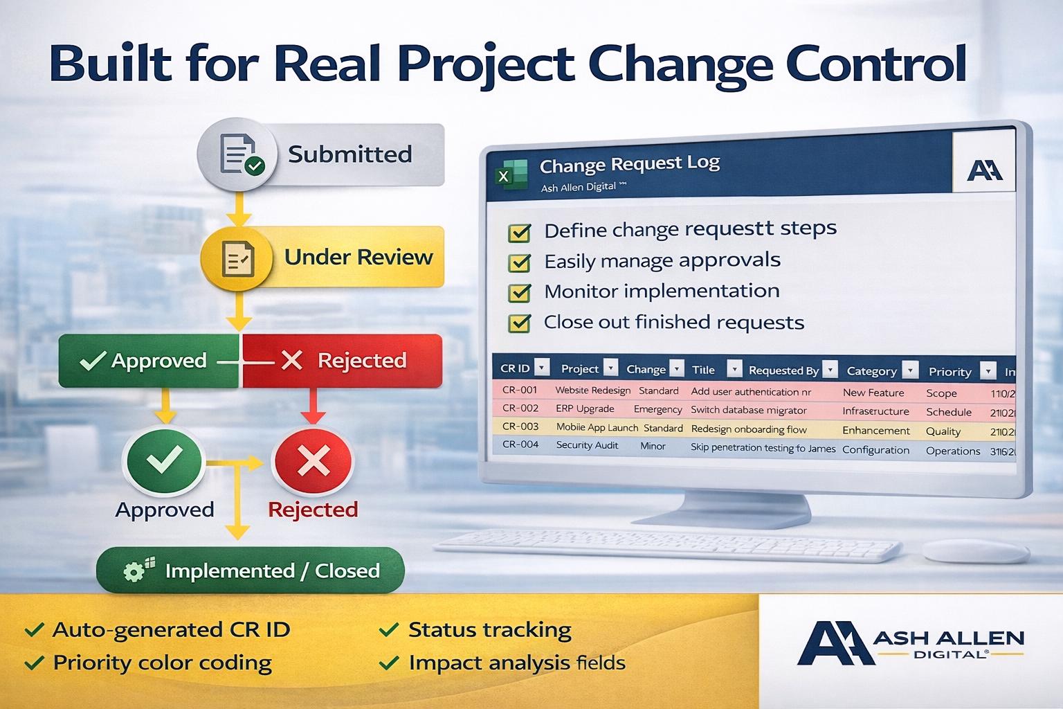 Excel Change Request Log Tracker