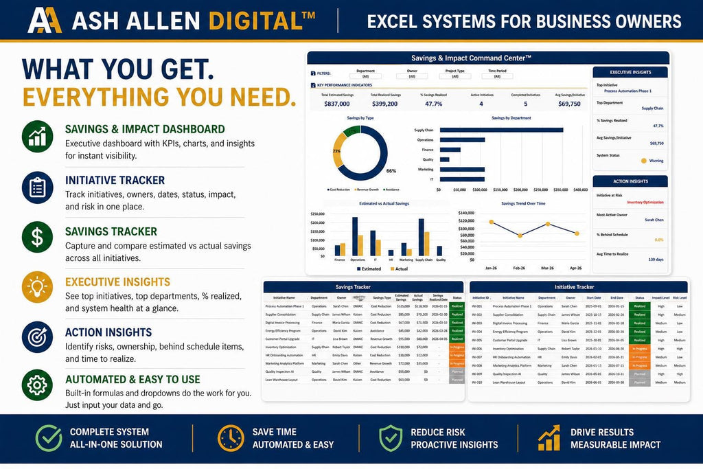 Lean Six Sigma Savings Excel