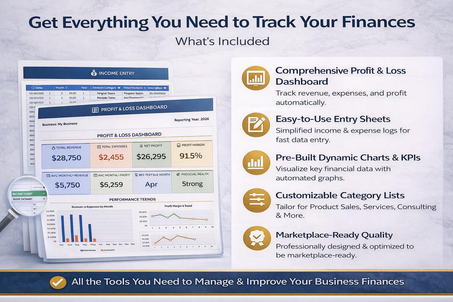 Profit and Loss Dashboard Excel
