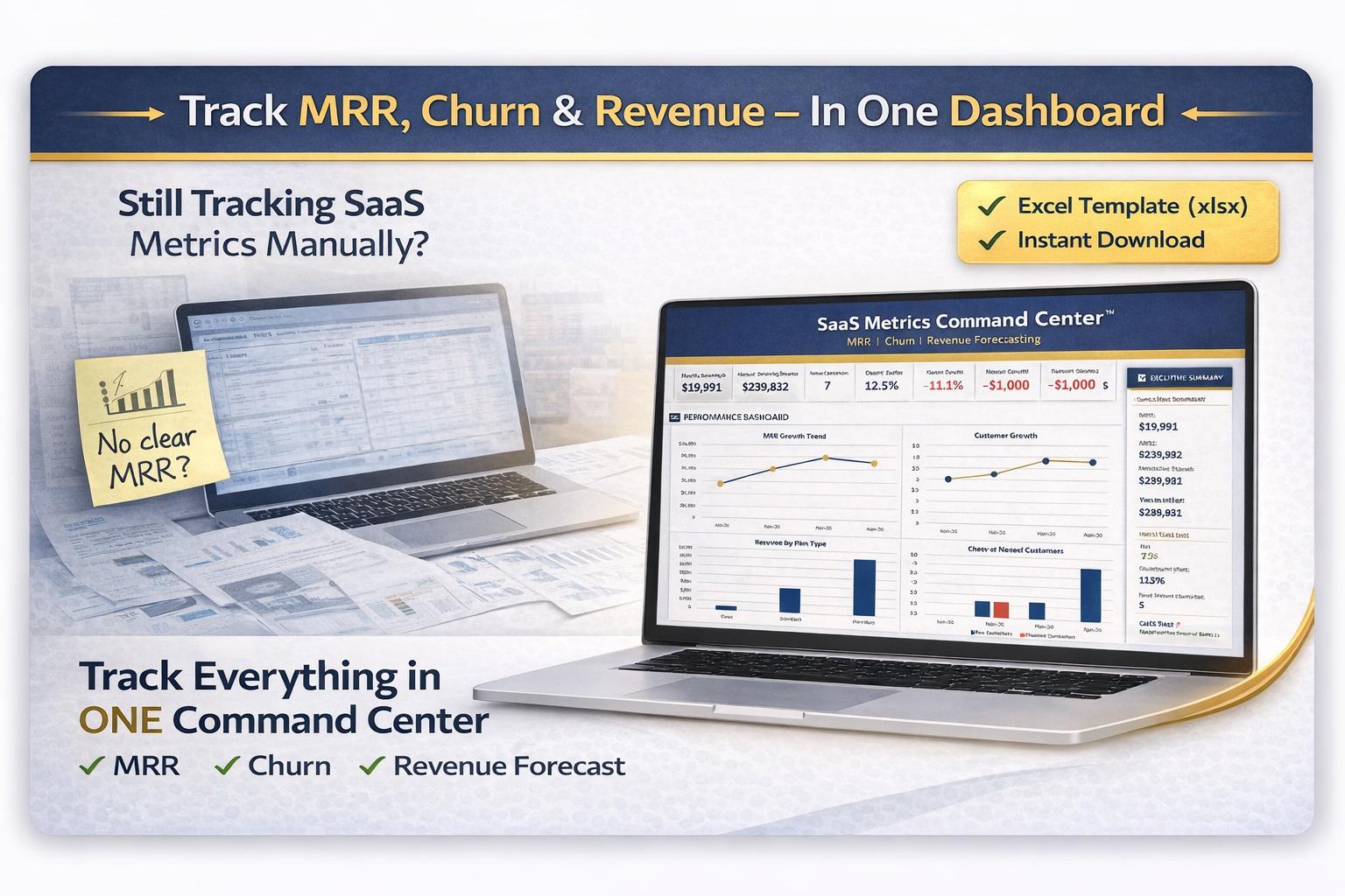 SaaS Dashboard Excel Template