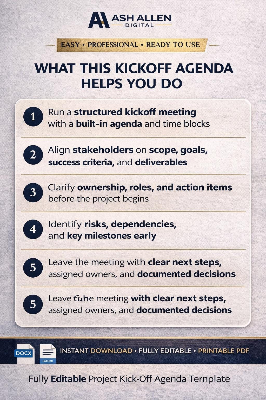 Project Kick-Off Meeting Agenda Template